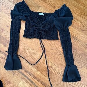 Elegant Black Ruched Women's Top